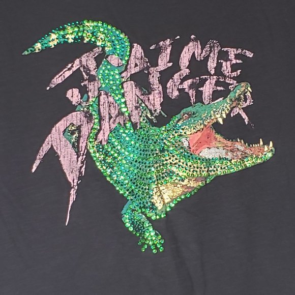 Guess Black Rhinestone Alligator Graphic Tee New - Picture 2 of 5